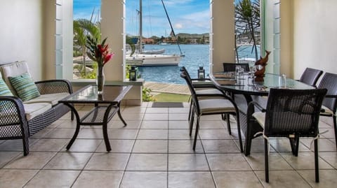 Patio off of the living room, great space to relax and take in the water views.