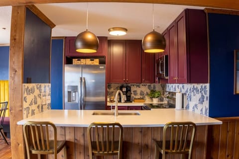 Cook up a storm in our colorful designer kitchen, equipped with new appliances.