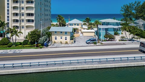 The carriage house sits back from the beach on the courtyard
