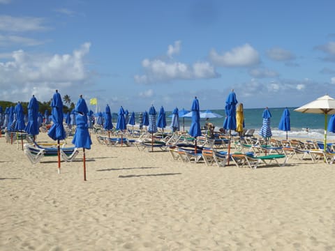 On the beach, white sand