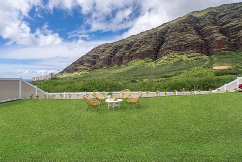 Nestled right against the mountain.