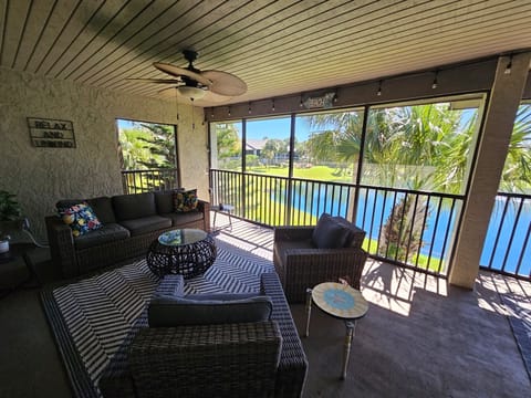 Screened lanai overlooking lagoon