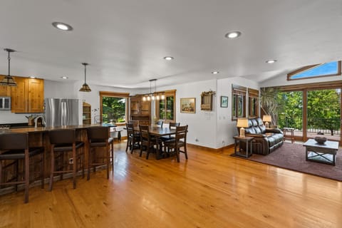 Full kitchen with plenty of seating.