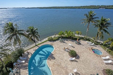 Resort pool available for your use in our top floor, bay front view apartment in Boca Ciega Resort, St. Petersburg.