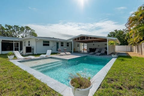 Overlooking the pool