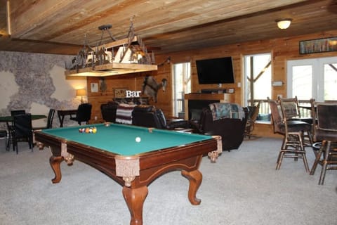 Pool table on lower level