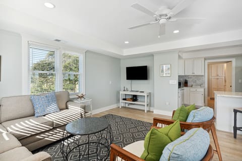 Cozy living room with a smart tv.
