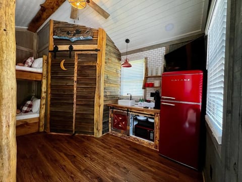 Bathroom door and Kitchenette 
