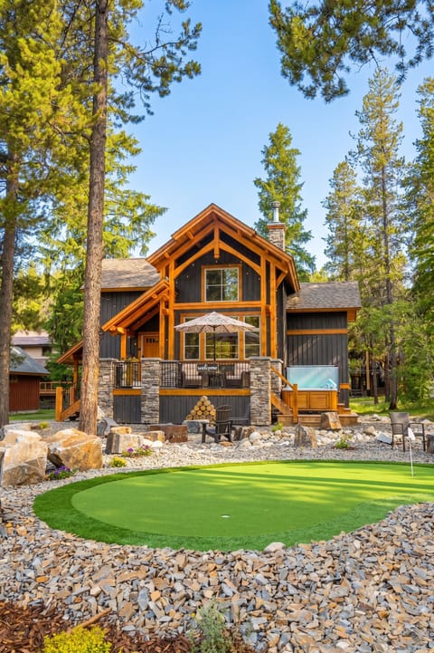 The beautiful Dreamcatcher Chalet at the base of Kimberley Alpine Resort.  Five bedrooms, 3 bathrooms, hot tub, seasonal pool, sauna and gym.