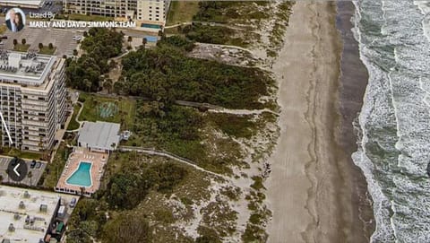 Boardwalk to beach from pool