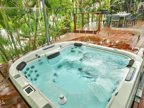 Private outdoor hot tub.
