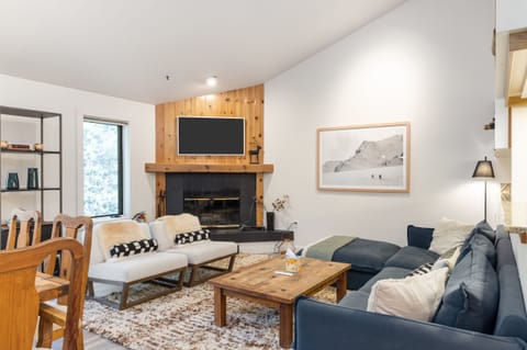 Living Room with wood burning fireplace