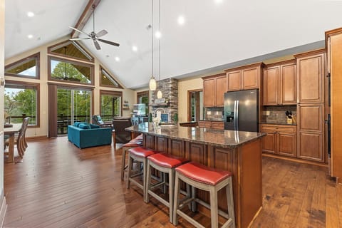 Large kitchen island with additional seating for 8