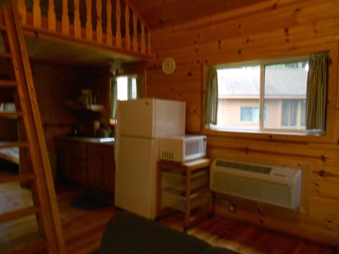 Fridge, stovetop, toaster, cookware/dishes/utensils