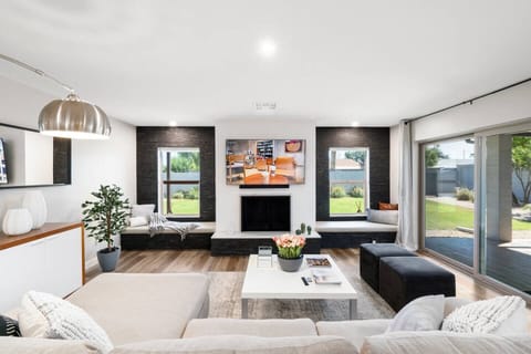 The family room is airy and light. It offers comfortable sitting with a 65” Smart TV with a surround sound system loaded with Netflix, Hulu, Disney and ESPN plus for a great movie night.The home is equipped with ultra-fast Internet connection. (1)