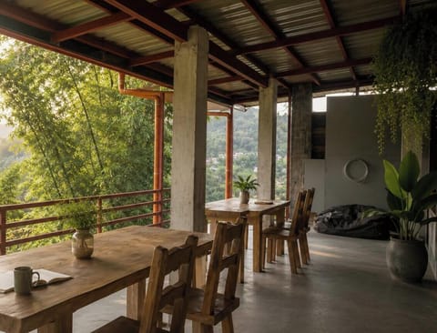 summer, balcony, outdoor dining, views,located at the downstairs of the house. 
