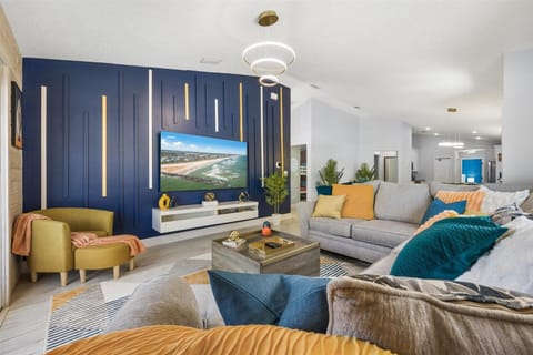 Kick back and enjoy your favorite shows in style on a comfy couch