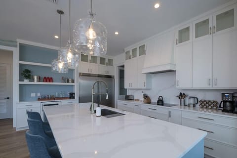 State of the art kitchen has oversized island