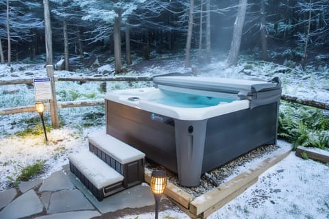 Soaking in this alluring hot tub