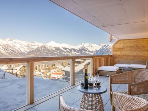 Sky, Property, Snow, Architecture, Window, Interior Design, Wood, Mountain, Shade, Leisure