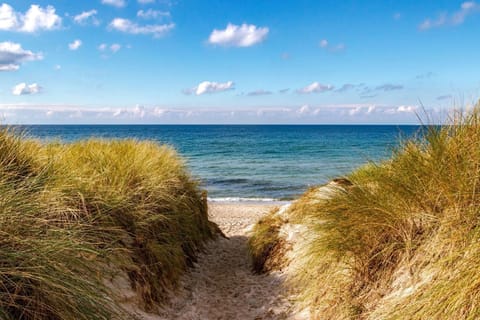 On the beach, sun loungers, beach umbrellas, beach towels
