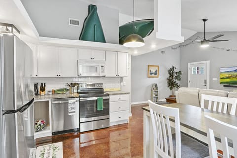 Stainless steel appliances in the kitchen