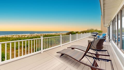 Beautiful ocean view from the deck with plenty of seating.