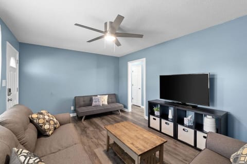 Did you know, choosing a mid term stay eliminates taxes on short term rentals. Message us for details. Get your relaxation on! Full house with fenced yard all to yourself. Wi-Fi and ROKU TV in every room.