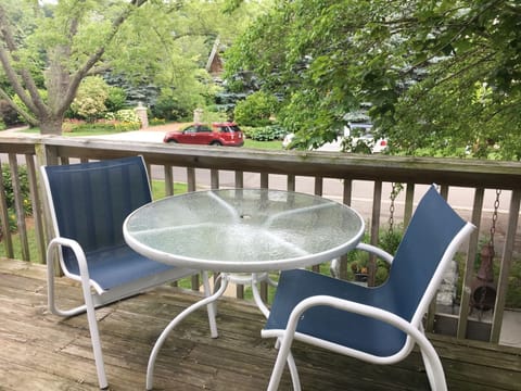 Enjoy your morning coffee as the boats go by across the street