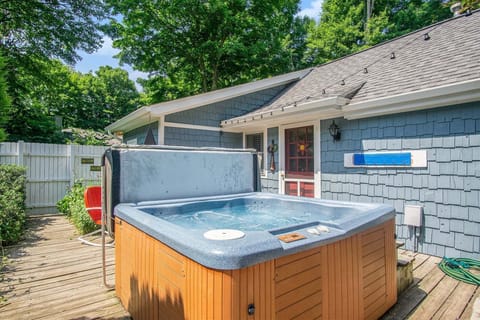 Private hot tub on the deck is perfect for relaxing at the end of the day