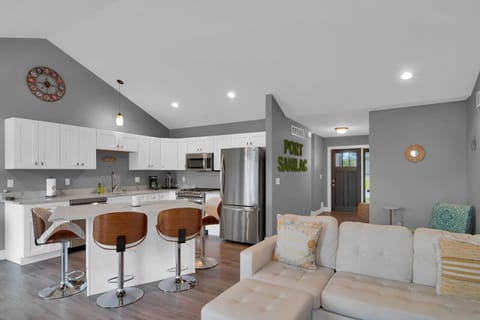 Large kitchen stocked with the basics for you to use during your stay