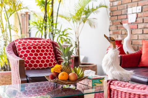 chair detail with duck statue