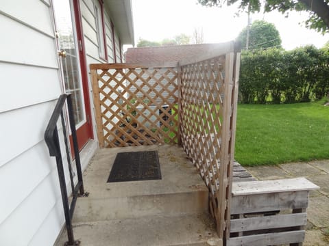 Back door to fenced backyard