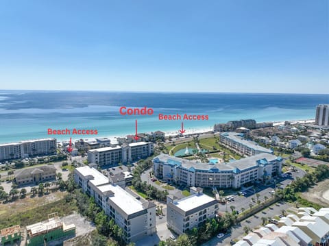 Prime Miramar Beach location—Alerio sits steps from the sand with two nearby public beach accesses on either side.