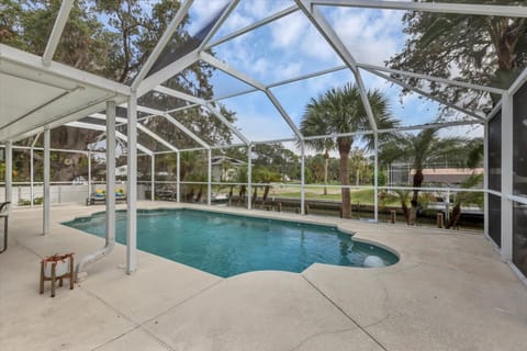 Pool in screened in enclosure