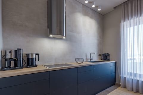 Deluxe Villa, Hot Tub, Sea View | Private kitchen | Stovetop, coffee/tea maker, cookware/dishes/utensils