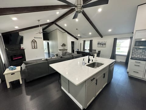 Island View of Open Floor Plan Living Area.