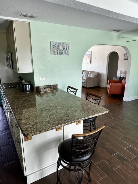 Kitchen looking into the living room