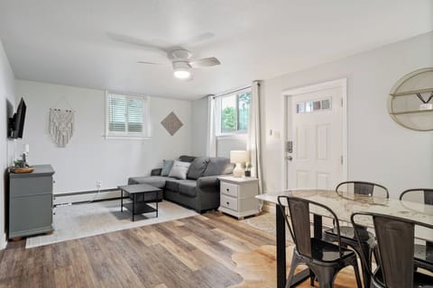 Cozy and open living room and dining room.