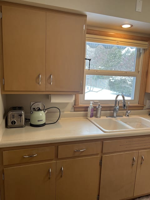 Fully Equipped Kitchen. We kept the original 1950's charm.  Clean and stocked!