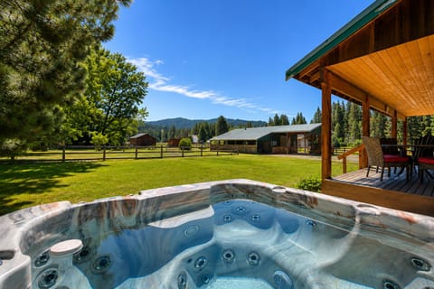 Private year round hot tub with local mountain view. Towels provided.  (2)