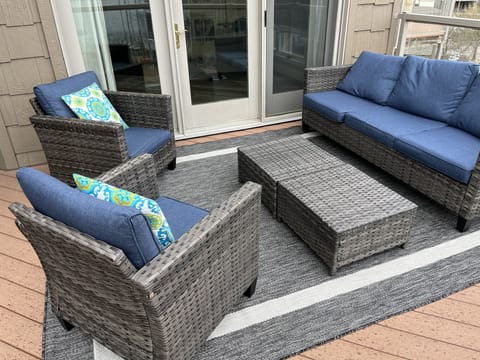 Enjoy stunning sunsets, lake views, and good convos from the top floor deck! 