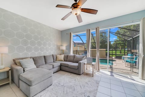 Living room opens to the pool