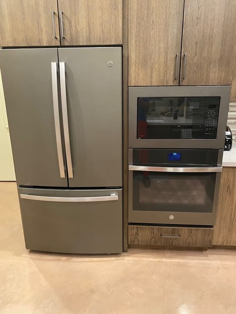 Fridge, microwave and convection oven. 