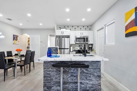 Modern kitchen, quipped with everything you will need for cooking and baking.