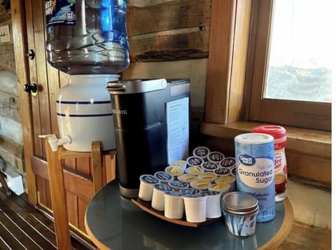 Keurig Coffee Machine, K-Pods and condiments provided.