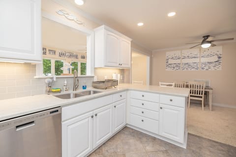 Fully furnished Kitchen, Stainless Appliances, Gas Stove.  Microwave.