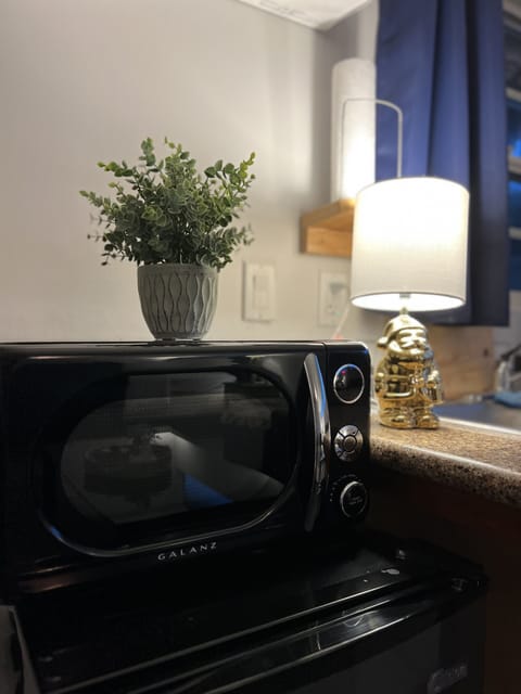 microwave + mini fridge