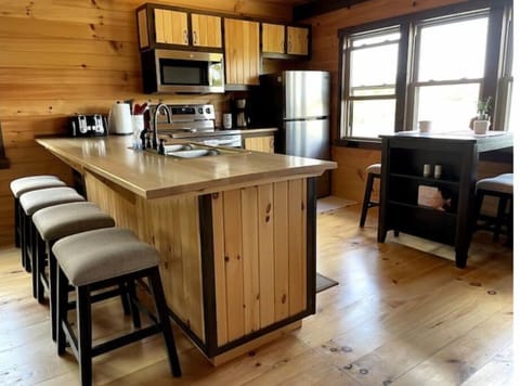 Seating at the island and nook