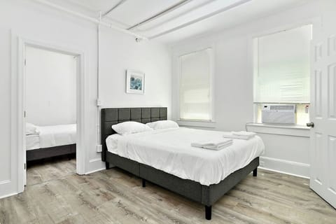 Bedroom 1, with access to Bedroom 2.